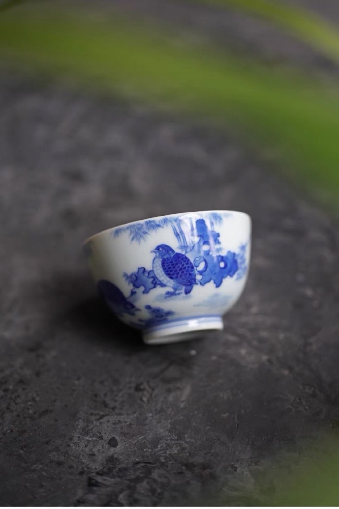 布一窑柴窑青花安居乐业主人杯