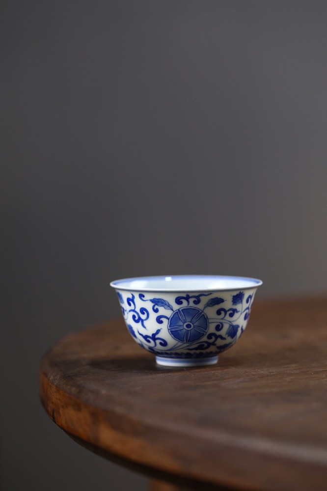 布一窑柴窑清代缠枝牡丹牵牛花主人杯