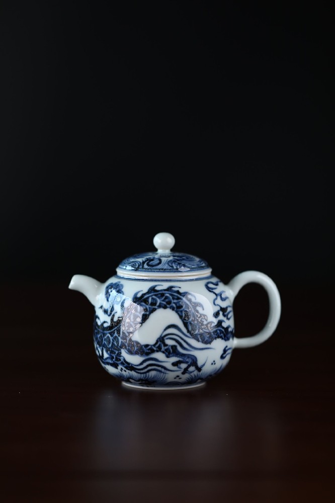布一窑柴窑元龙海浪纹匏尊壶