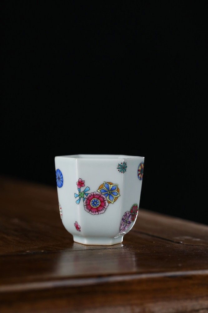 布一窑皮球花六方杯