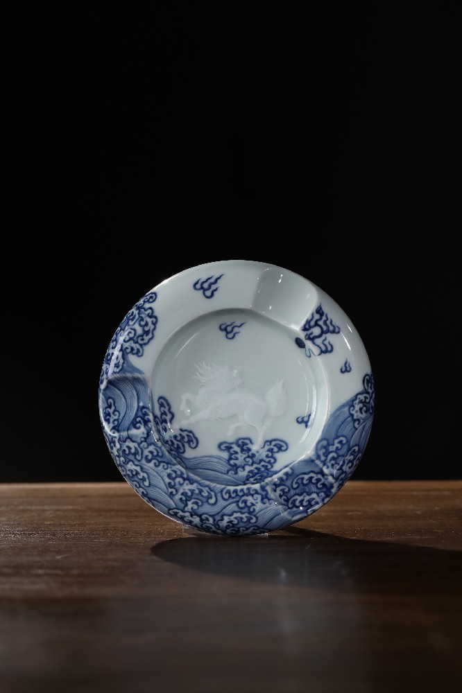 布一窑雕刻海水麒麟雪茄缸